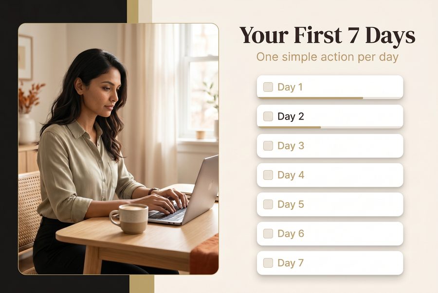 Your First 7 Days — day-by-day action plan